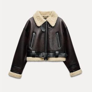 Zara Cropped Sherpa Aviator Jacket